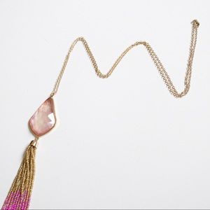 Women’s Pink Gold Tassel Charm Necklace
